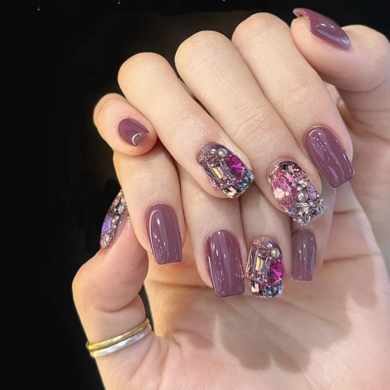 Red Rose Press-On Nails – Long Ballet, French Style, Full Cover Tips