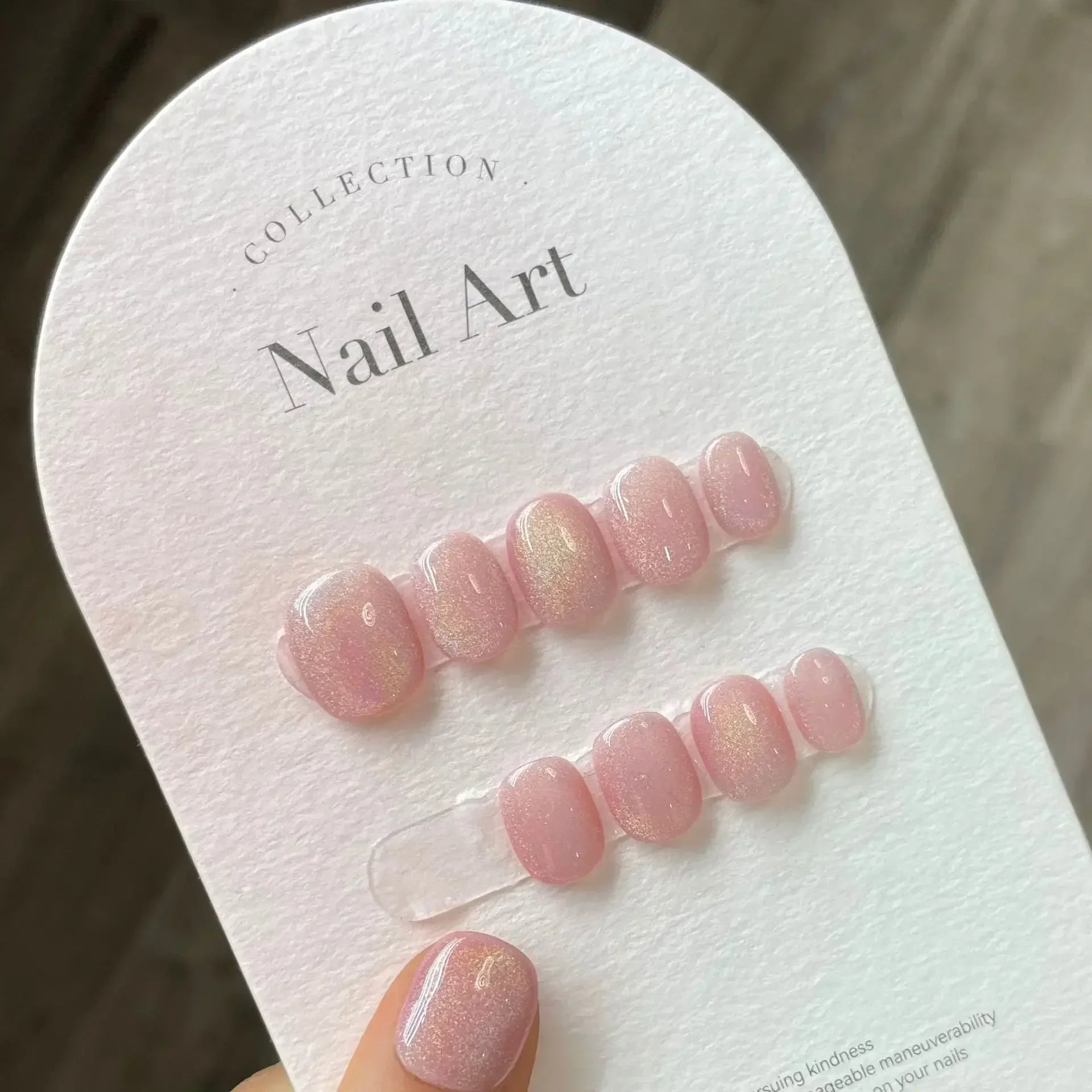 Pure Color Handmade Short False Nail with Glue Press On Nails Full Cover French Round Head Manicure Wearable Nail Tips Art
