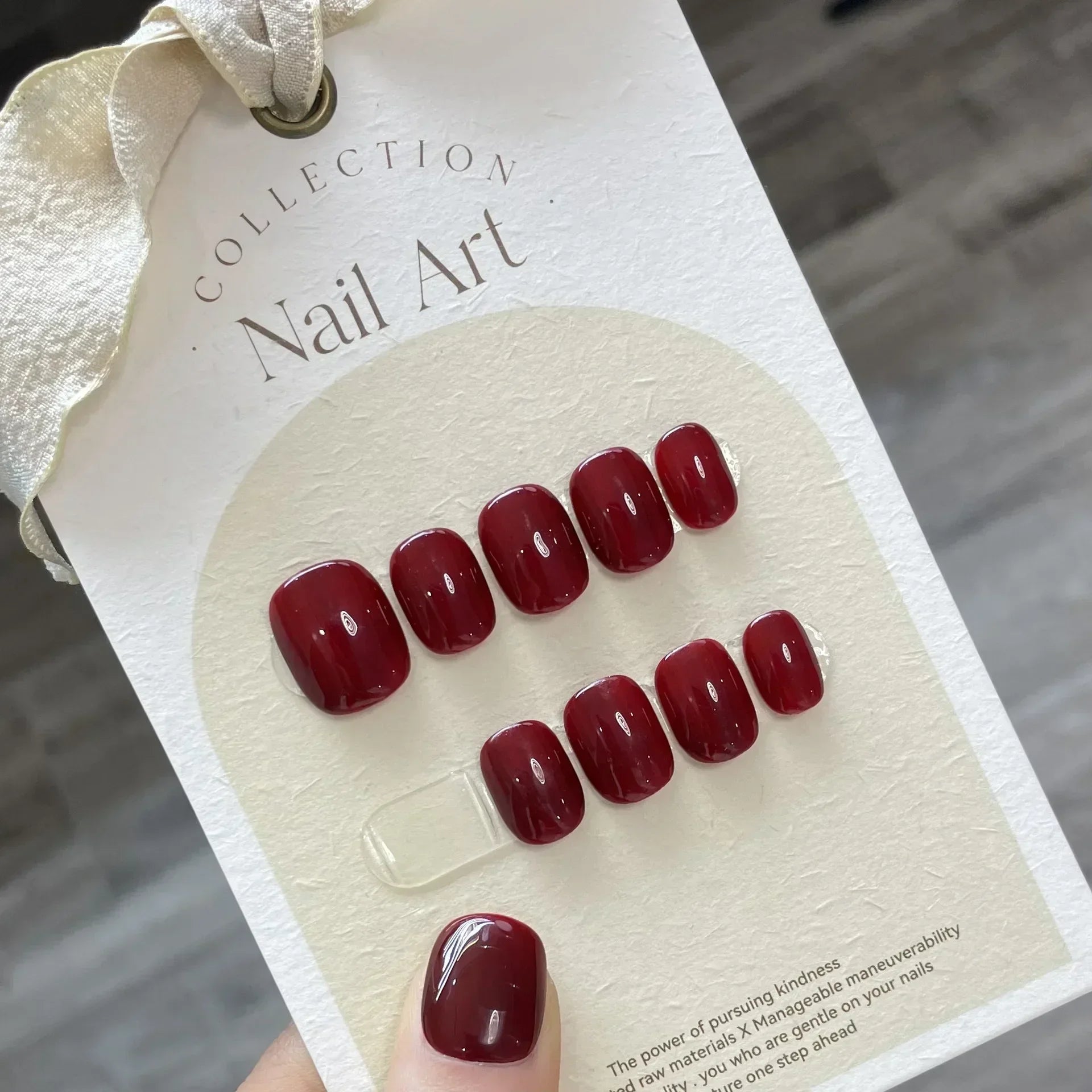 Pure Color Handmade Short False Nail with Glue Press On Nails Full Cover French Round Head Manicure Wearable Nail Tips Art
