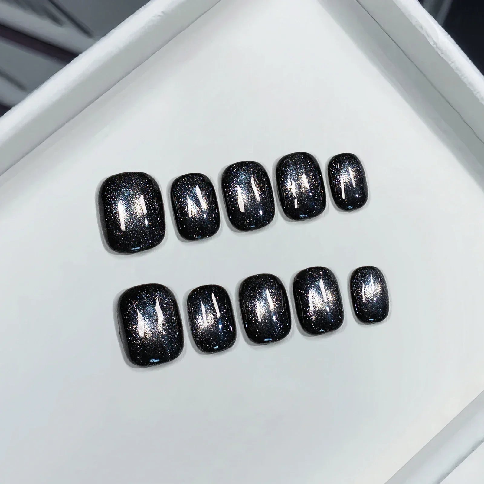 Pure Color Handmade Short False Nail with Glue Press On Nails Full Cover French Round Head Manicure Wearable Nail Tips Art