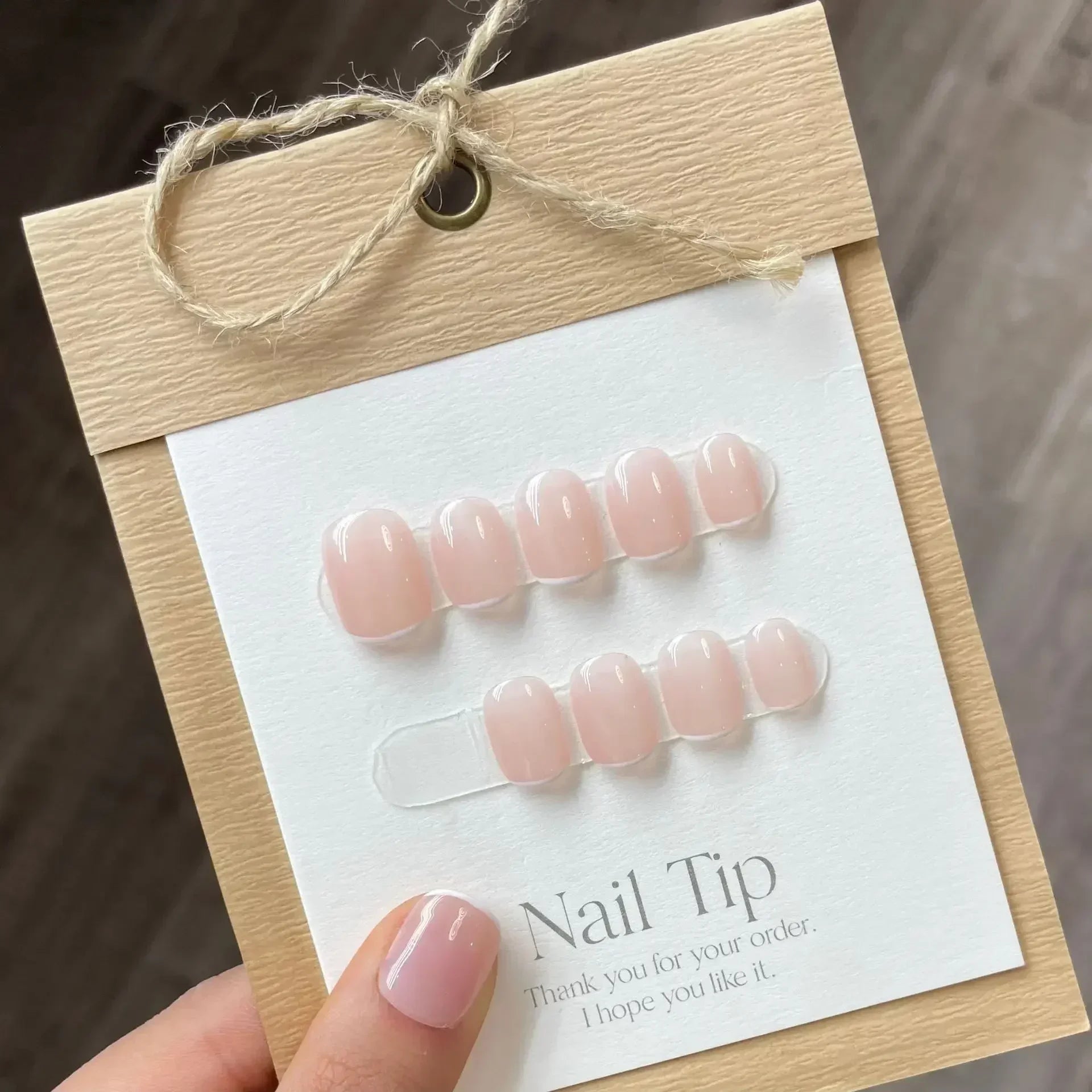 Pure Color Handmade Short False Nail with Glue Press On Nails Full Cover French Round Head Manicure Wearable Nail Tips Art