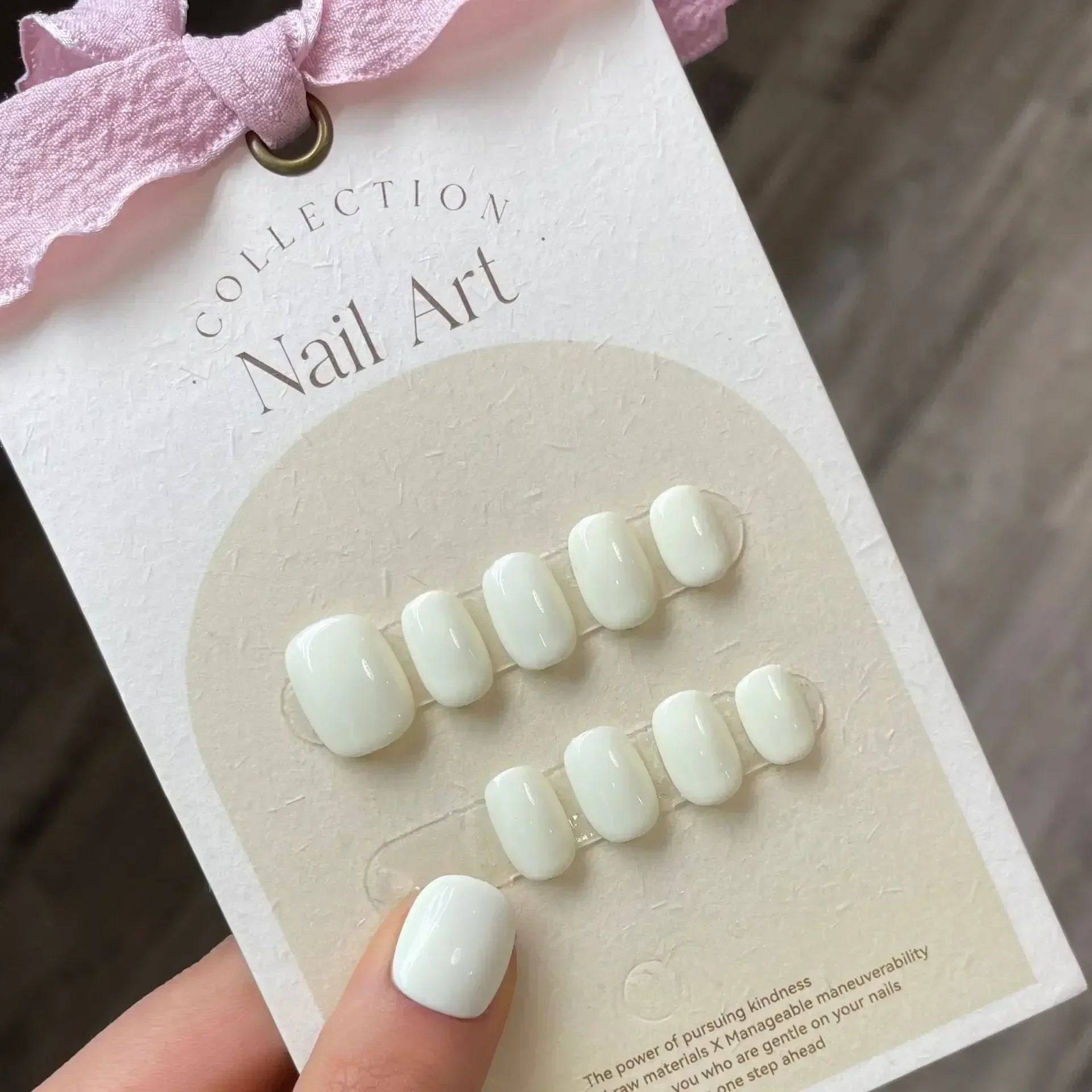 Pure Color Handmade Short False Nail with Glue Press On Nails Full Cover French Round Head Manicure Wearable Nail Tips Art