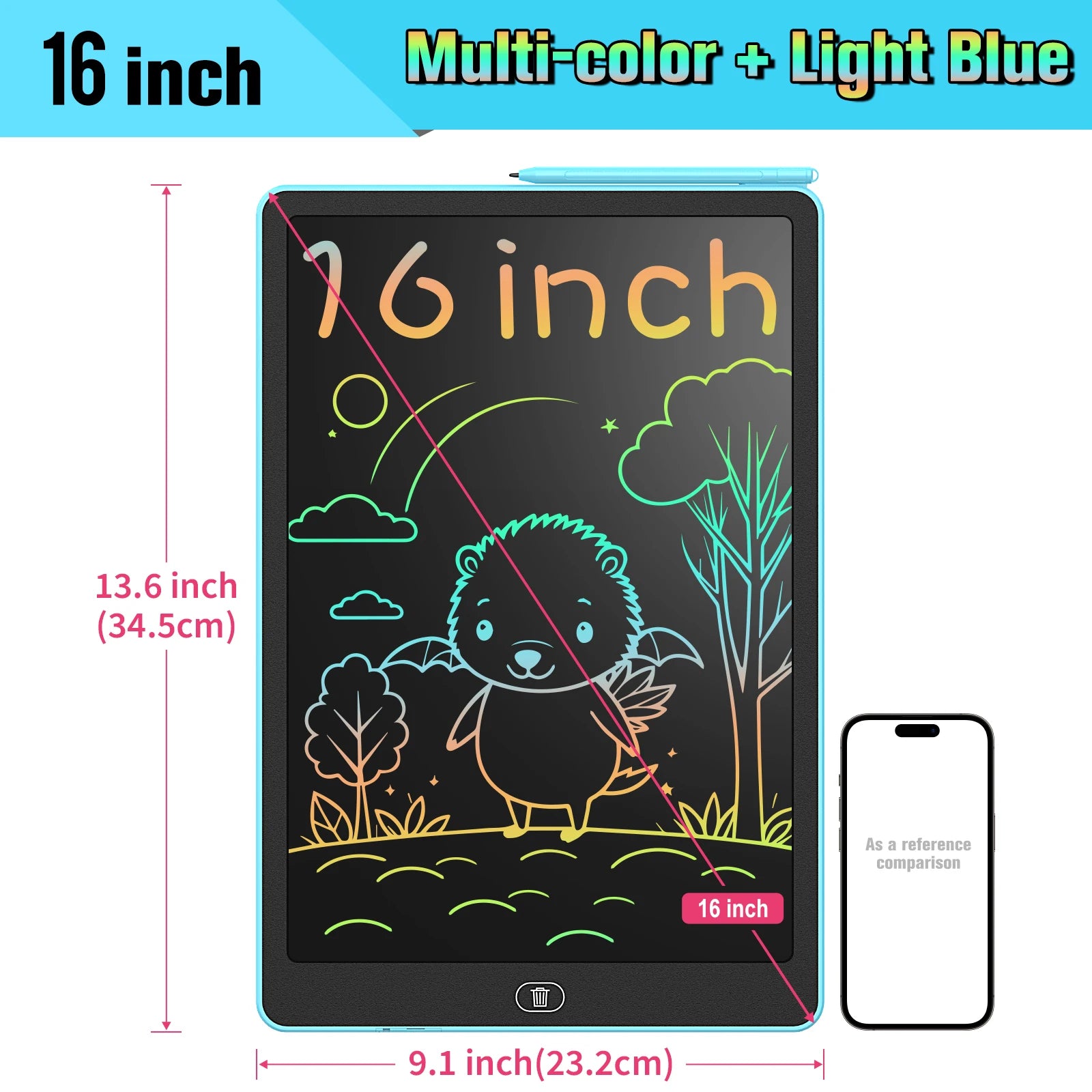 16 Inch LCD Writing Tablet, Large Electronic Drawing Board with Vibrant Colors, Erasable Screen, Perfect Educational Toys