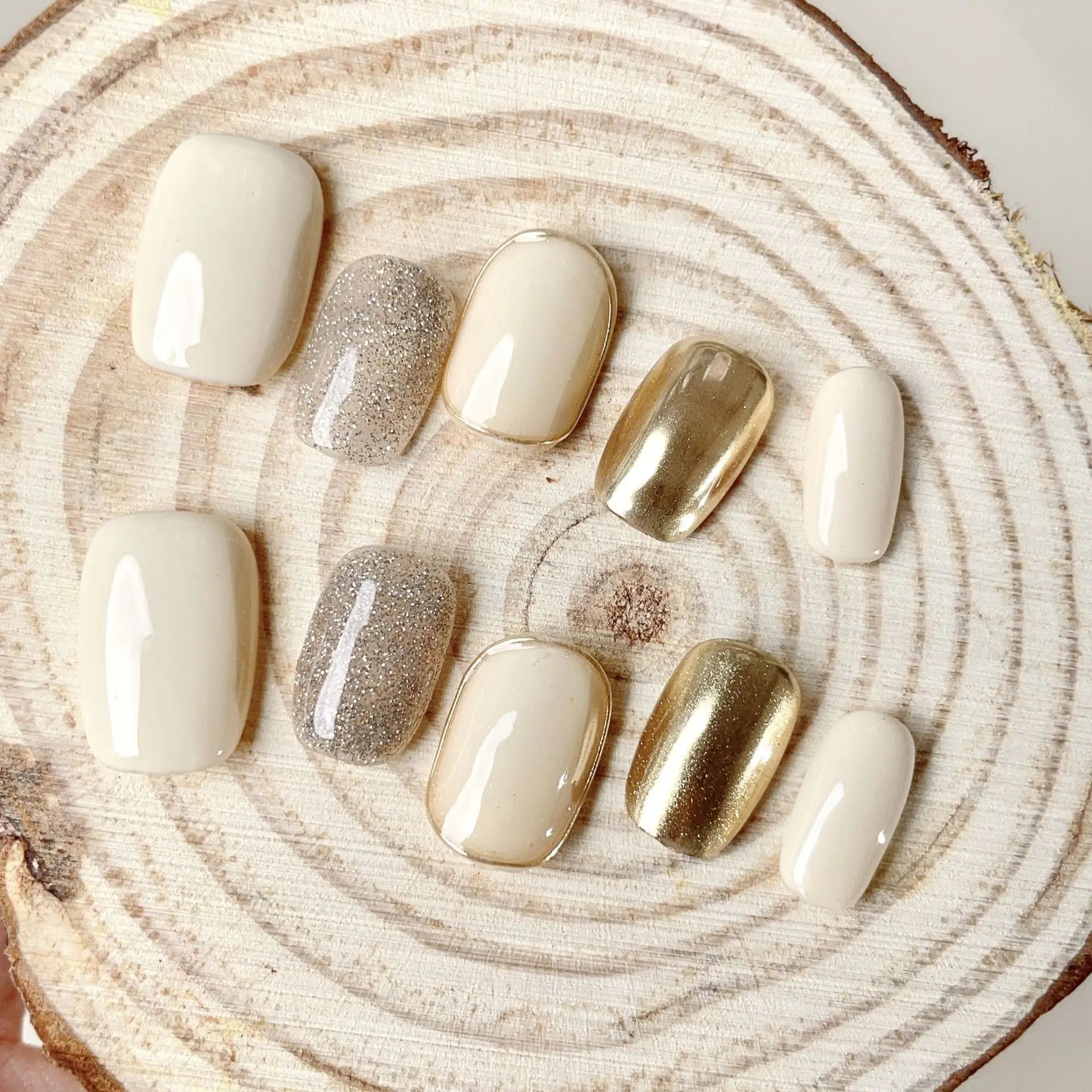 Pure Color Handmade Short False Nail with Glue Press On Nails Full Cover French Round Head Manicure Wearable Nail Tips Art