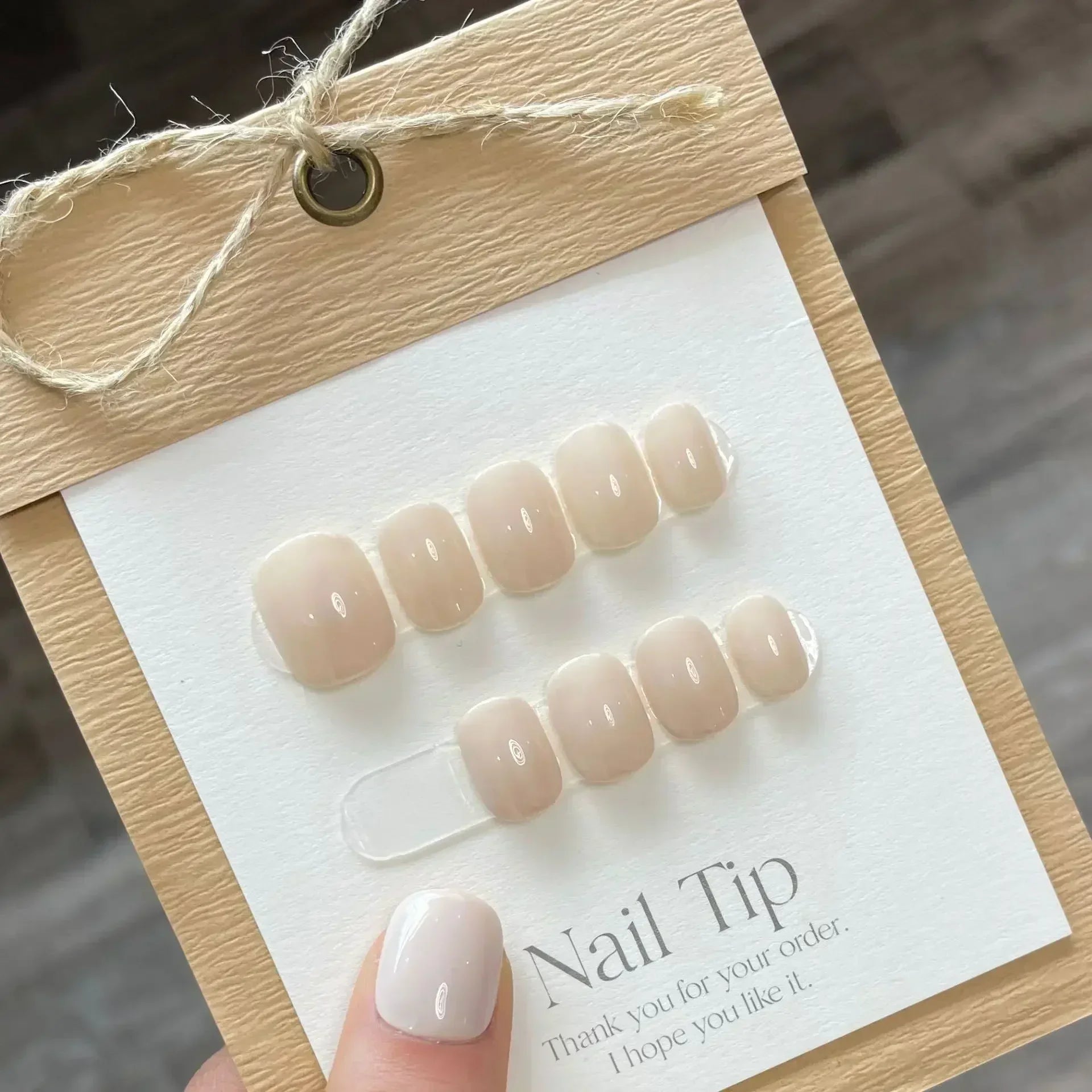 Pure Color Handmade Short False Nail with Glue Press On Nails Full Cover French Round Head Manicure Wearable Nail Tips Art