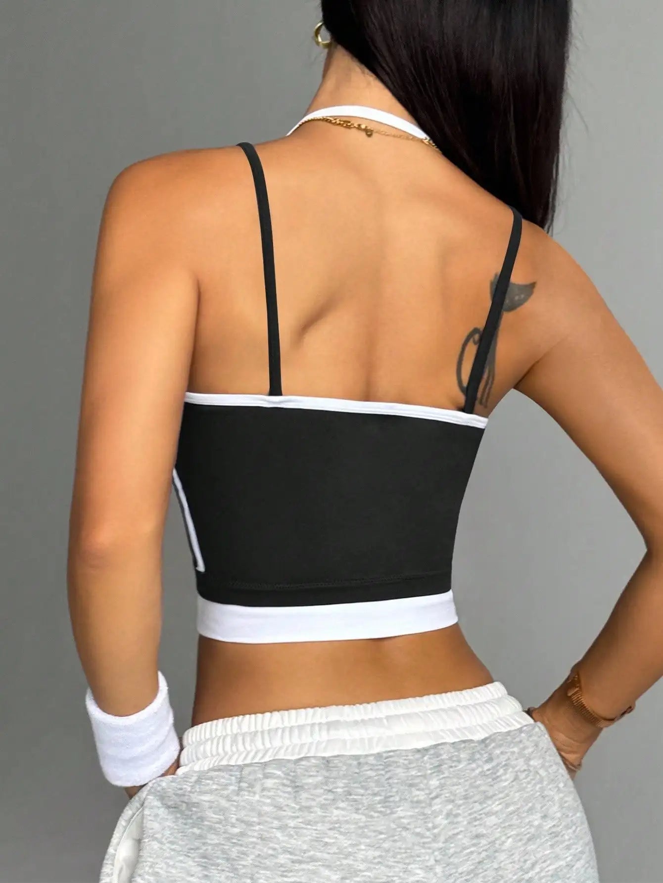 [Draft] Color blocking non steel ring beautiful back sports vest for women's outdoor wear, fitness running, shock-absorbing gathering, s