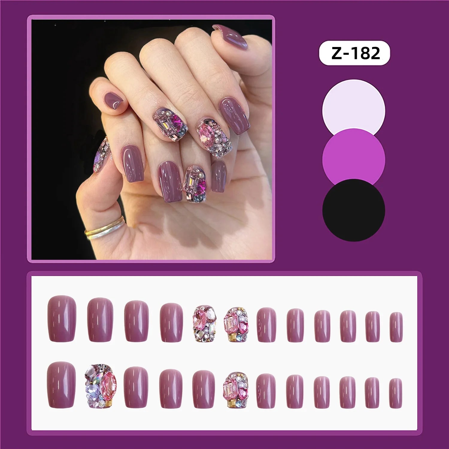 Red Rose Press-On Nails – Long Ballet, French Style, Full Cover Tips