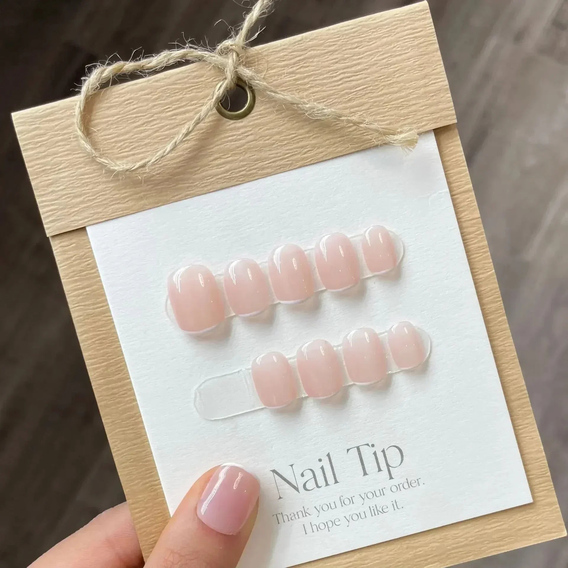 Pure Color Handmade Short False Nail with Glue Press On Nails Full Cover French Round Head Manicure Wearable Nail Tips Art